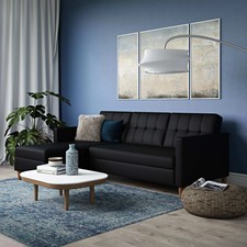 Hartford Storage Sectional Sofa Bed with Storage Chaise - Black Faux Leather