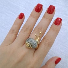 Whimsical Snail Ring Boho Alexis Bittar STYLE CZ 7 Size Encrusted Pave VTG