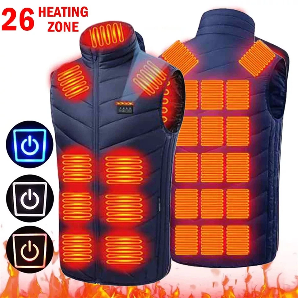 Electric Heated Vest Winter Gilet Body Warmer Men Heating Warm Up Thermal Jacket - Image 4 of 4