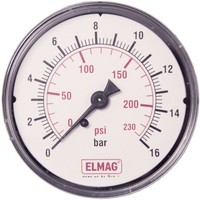 "Elmag Druckluft Manometer 63 Mm 0 - 16 Bar Mit AußEngewinde Hinten 1/4\""