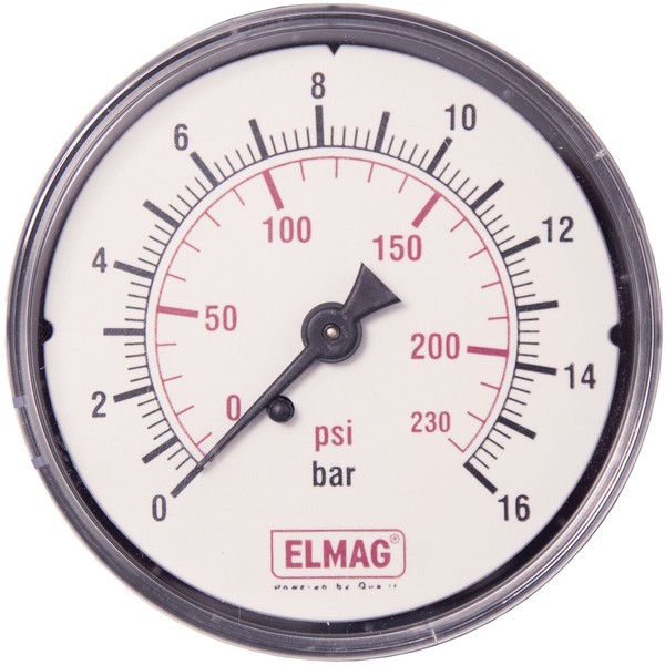 "Elmag Druckluft Manometer 63 Mm 0 - 16 Bar Mit AußEngewinde Hinten 1/4\""-image