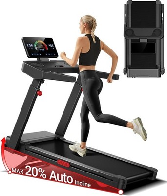 Faltbare Laufbänder für Zuhause mit 20% automatischer Neigung, 14KM H Laufband mit Griff