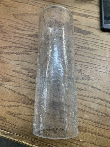 12" x 4” Blenko Handcrafted Clear Crackle Glass Hurricane Chimney