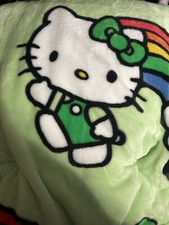 NEW Green Hello Kitty Rainbow St Patrick Day Throw Blanket 60x70