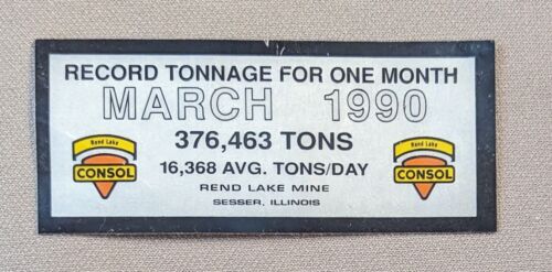 CONSOL 3.25x1.25" 1990 Record Tonnage Award Mining Sticker VTG ULTRA RARE HTF - Picture 1 of 4