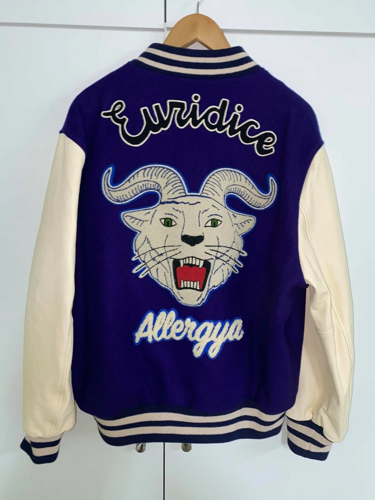 Giacca GUCCI blu e bianco sporco 'Gucci Band' Varsity