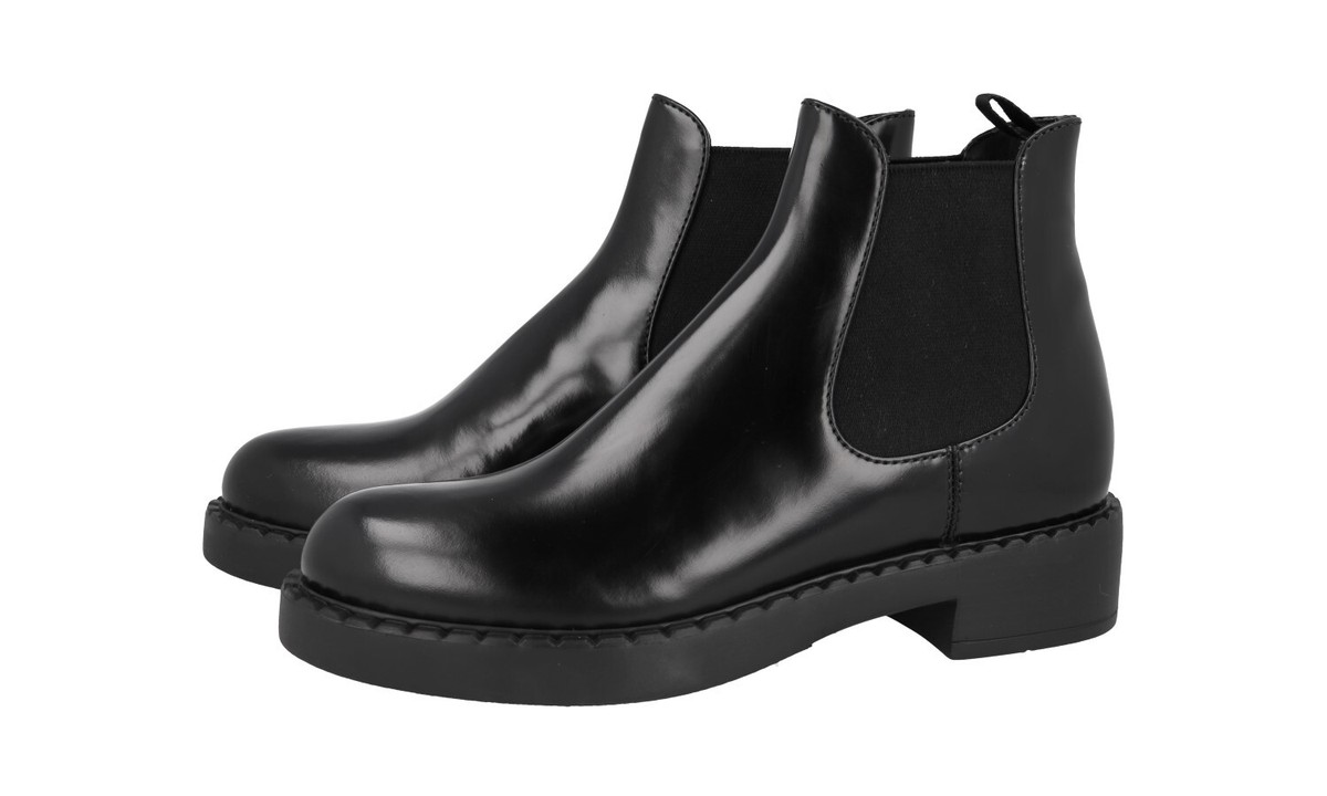 PRADA Leder Stiefelette Chelsea Boots Schuhe Schwarz NEU 39,5 40