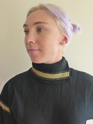 Vintage 70s NWT 14 L unused black knit turtle neck top jumper tags 'Julian Haye'