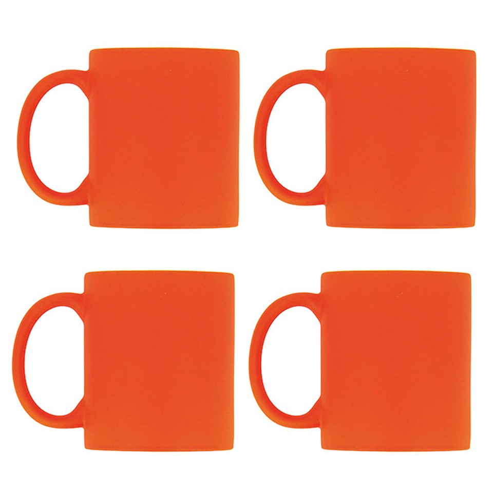 4 x Neon Bright Fluorescent Large 310ml Ceramic Coffee or Tea Mug Cup ...