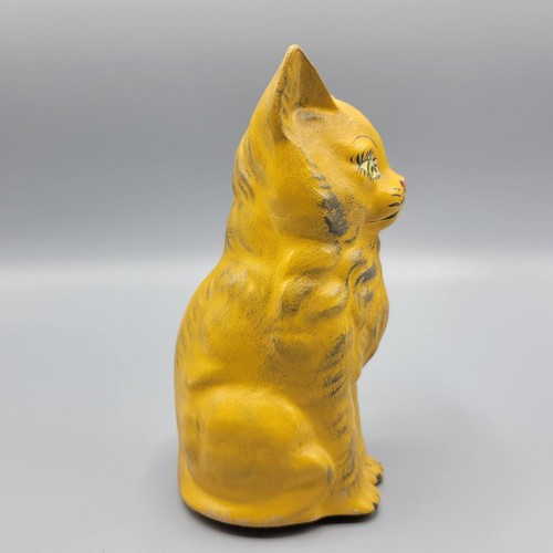 Vintage Yellow Sweet Kitty Cat Ceramic Coin Bank Home Shelf Decor - Picture 5 of 9