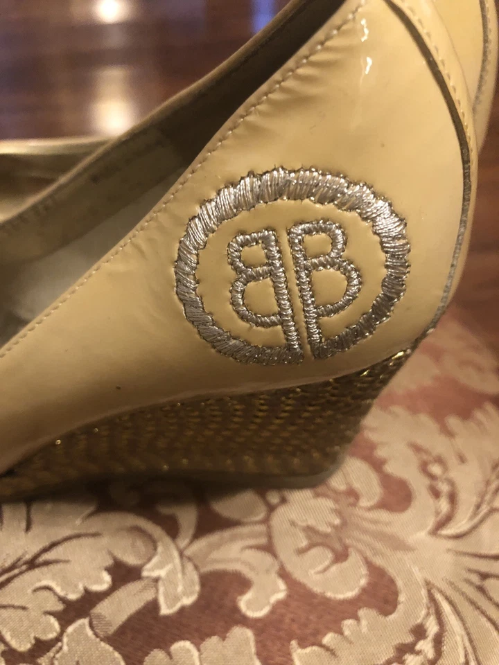 Zapatos de salón Ballin beige charol cuña punta abierta - talla 36,5 Foto 4 de 4