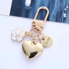 Car Keychain Heart Floral Shapes Gold Keyring Women Trendy Exquisite White Gifts