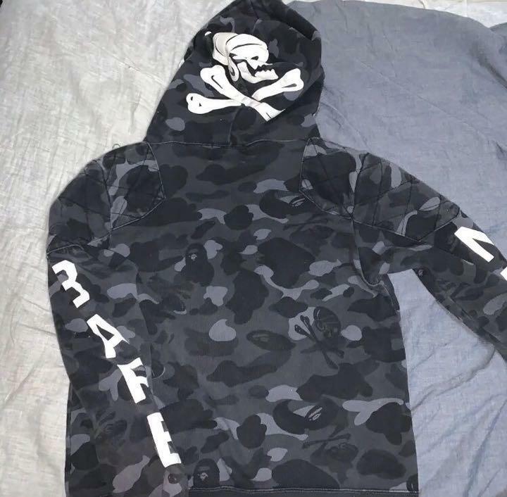 A Bathing Bape Neighborhood NBHD Camo Shark Hoodie Black *USED* From Japan | eBay