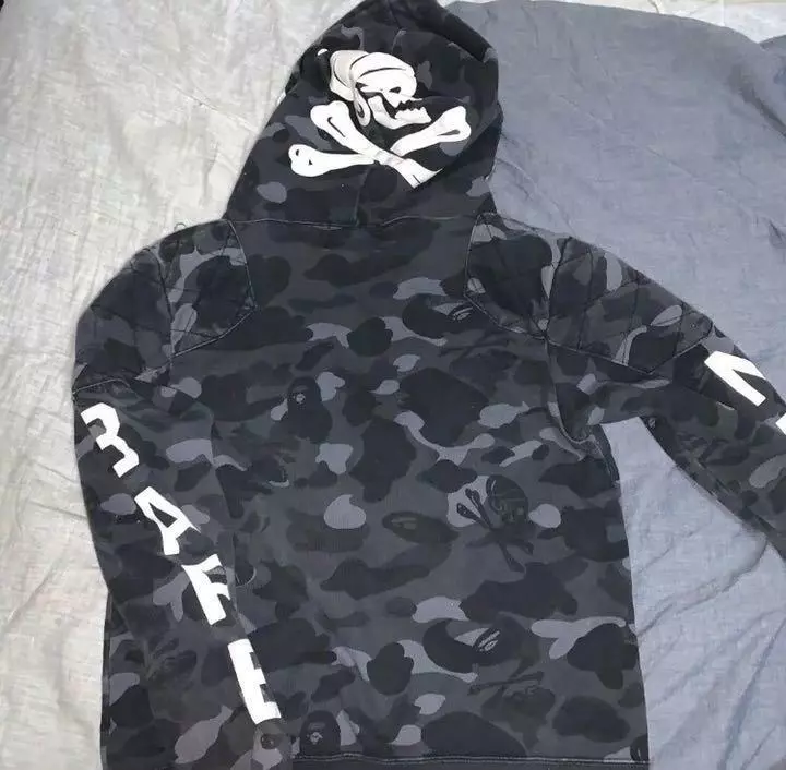 A Bathing Ape Bape x Neighborhood NBHD Camo Shark Hoodie Black