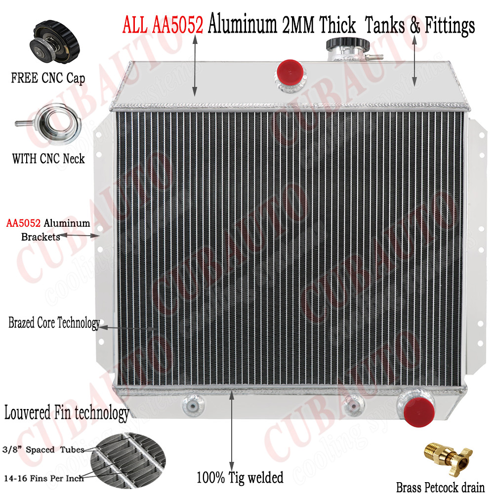 4-Row Radiator For 1949-1954 1951 1953 Chevy Fleetline Styleline Bel Air 150 210