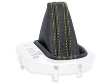 SCHALTMANSCHETTE FUR VW TOURAN DSG automatik 2003-15 SCHALTSACK LEDER NAHT GELB