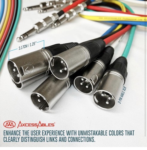 GLS Audio 6 ft PATCH CABLE XLR Male to 1/4” TRS Colored Cables (6 Pack) - Picture 7 of 15