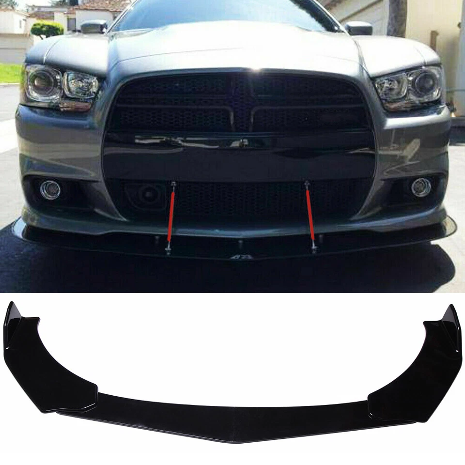 Para 2016 2017 2018 Chevrolet Malibu preto brilhante parachoque dianteiro kit corpo lábio 3 peças - Imagem 2 de 4