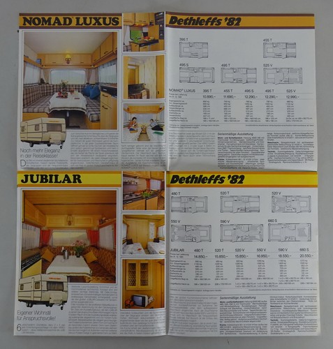 Preisliste / Prospekt Dethleffs Wohnwagen Camper / Nomad Luxus etc. Stand 1982 - Bild 2 von 2