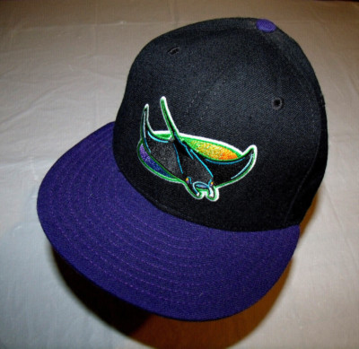 Tampa Bay Rays 1990s Black Hat/Purple Brim New Era 5950 Diamond USA Wool 6 3/4