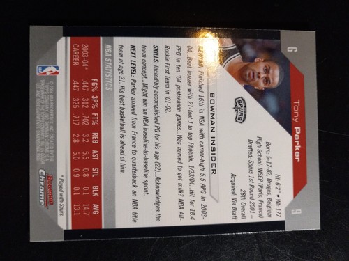 04 - 05 Bowman Chrome #9 Tony Parker spurs - Picture 2 of 2