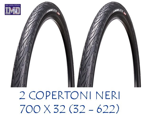 2 Copertoni Citybike 700x32C + 2 Camere D’Aria 28x1.25 – Kit Completo Ecovelò (Nero, Antiforatura)