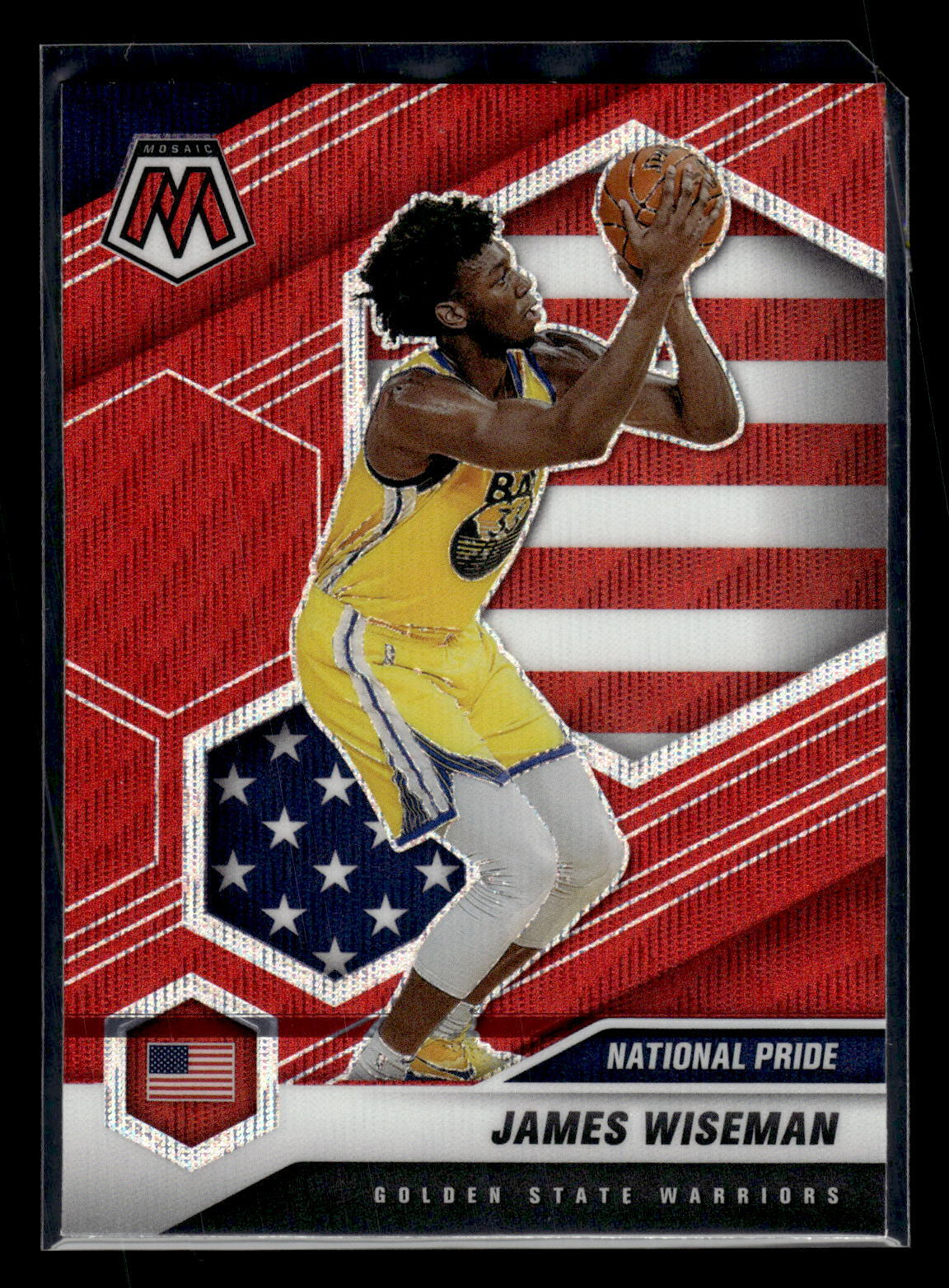2020-21 Panini Mosaic #260 James Wiseman Mosaic Red Wave Golden State Warriors