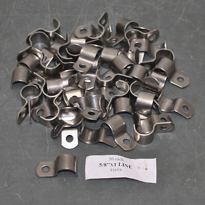 (50) Dixie Line Clamps 1001, 5/8'' Copper Tube, 316 Stainless Steel, Pipe Strap