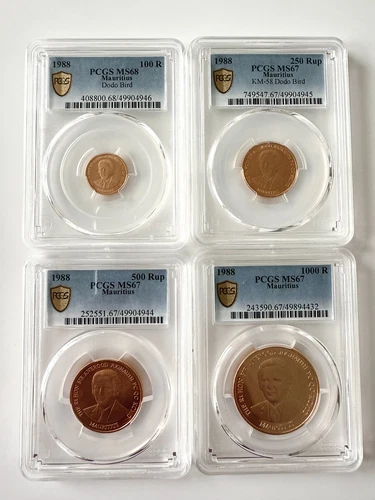 Mauritius - 1988 - Rupees - Dodo Bird - Gold Set - NGC MS67 and MS68