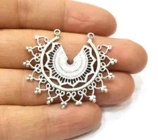2 Pcs Dangle Charms Antique Silver Plated jewelry Accessories (47x37mm) G16578