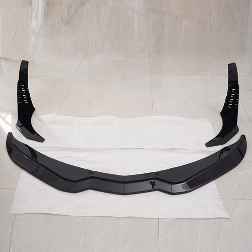 Gloss Black For 14~19 Corvette C7 Z06 Stage 4 Front Lip Splitter + Side Winglets - Picture 7 of 13