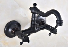 Oil Rubbed Brass 2 Hole Basin Faucet Kitchen Swivel Spout Sink Mixer Taps 2nf818