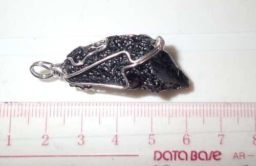 Silver Wired Black Tektite Stone Pendant 8.5 gram 33x15x14 mm - Imagen 4 de 6