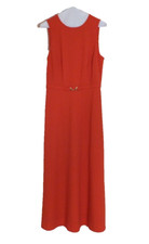 J.CREW Dress Womens 2T Orange Sleeveless Tall Italian Stretch Wool Midi Belt