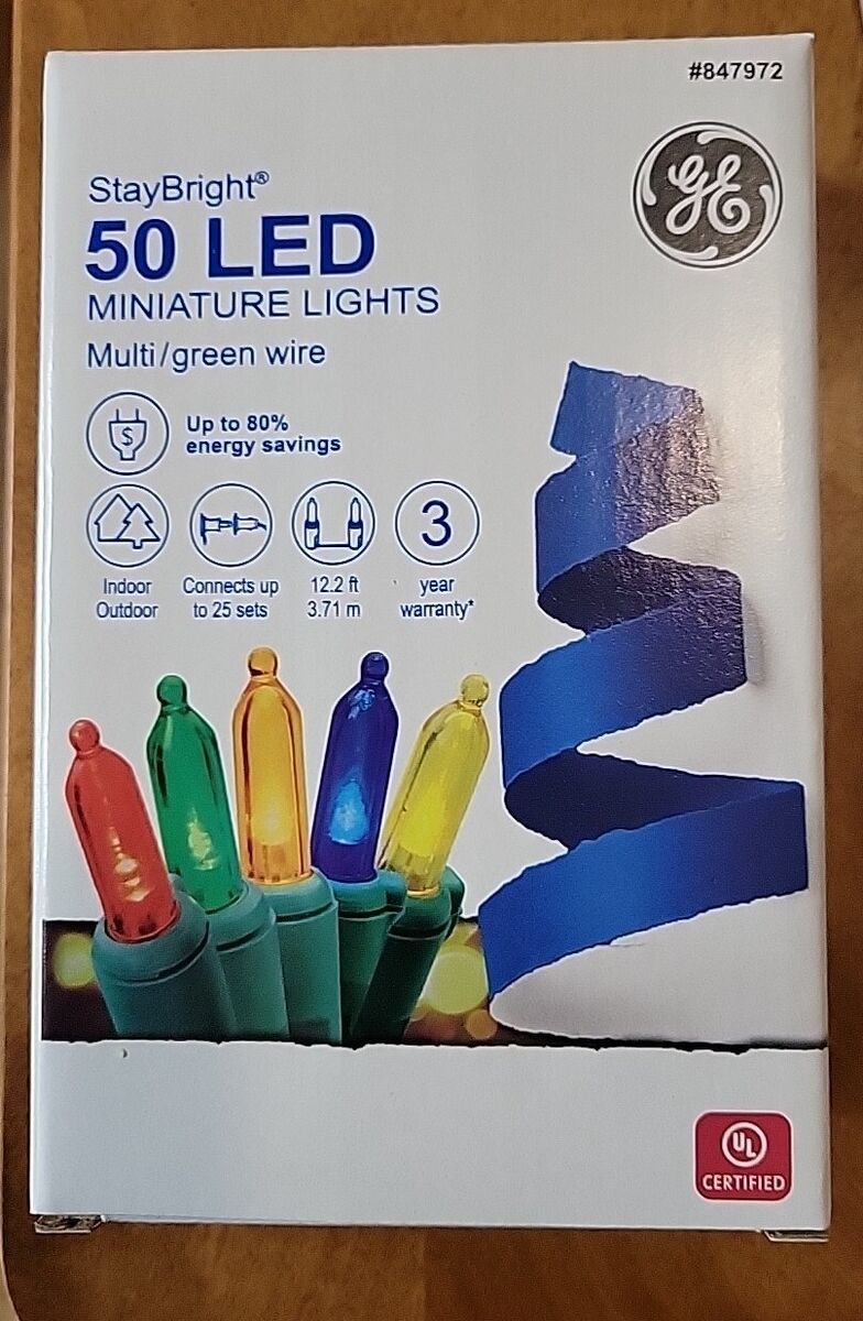 GE StayBright 50-Count 12.2-ft Multicolor LED Plug-In Christmas String Lights GE StayBright 50-Count 12.2-ft Multicolor LED Plug-In Christmas String Lights