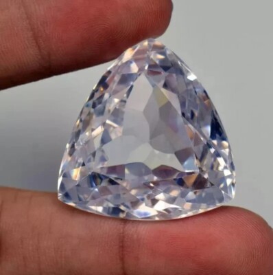 Huge Zircon Trillion Cut Natural 50+ Ct EGL Certified White Color Loose Gemstone