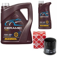 MotoröL Set Mannol 5W-30 Ceramic Plus 6 Liter + ÖLfilter FüR Chrysler Dodge Jeep