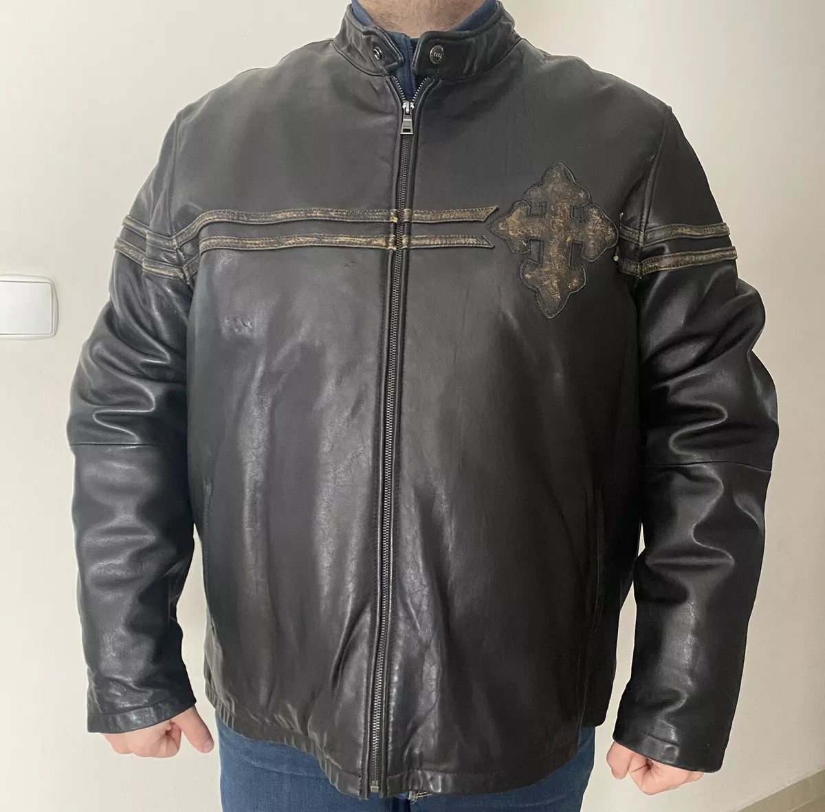Knoles Carter Men s Italian Lamb Skin Genuine Leather Jacket Black Size 5XL