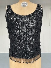 Vintage 1960s Mai Jacob Beaded Sequin Fringe Blouse Tank Top