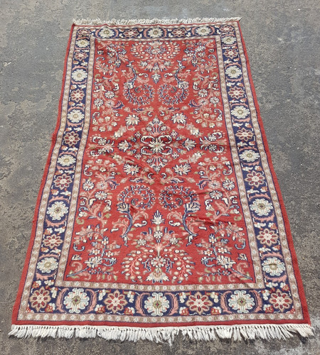 Vintage Hand Made Traditional Rug Oriental Wool Multicolor Carpet 186x116 cm