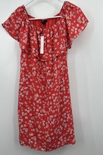 Sanctuary Red Floral Poppy On/Off Shoulder Dress NWT Sz Small $129