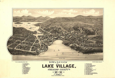 Panoramic Map of Lake Village New Hampshire 16x24