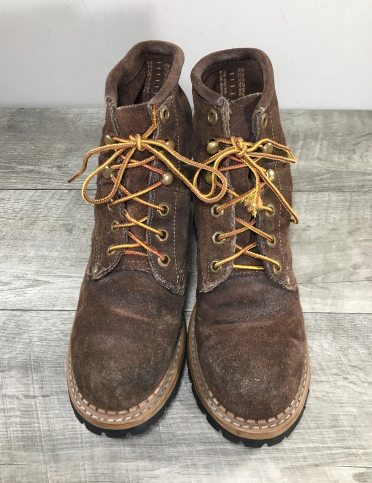 Hecho en EE. UU. Botas con cordones punta de trabajo con cordones leñador abuela gótico para mujer cuero 7,5 Foto 3 de 4