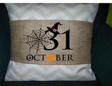 Burlap Pillow Band Wrap HALLOWEEN 31ST