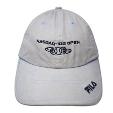 Nasdaq-100 Open Slideback Baseball Cap Blue One Size Adjustable Embroidered FILA