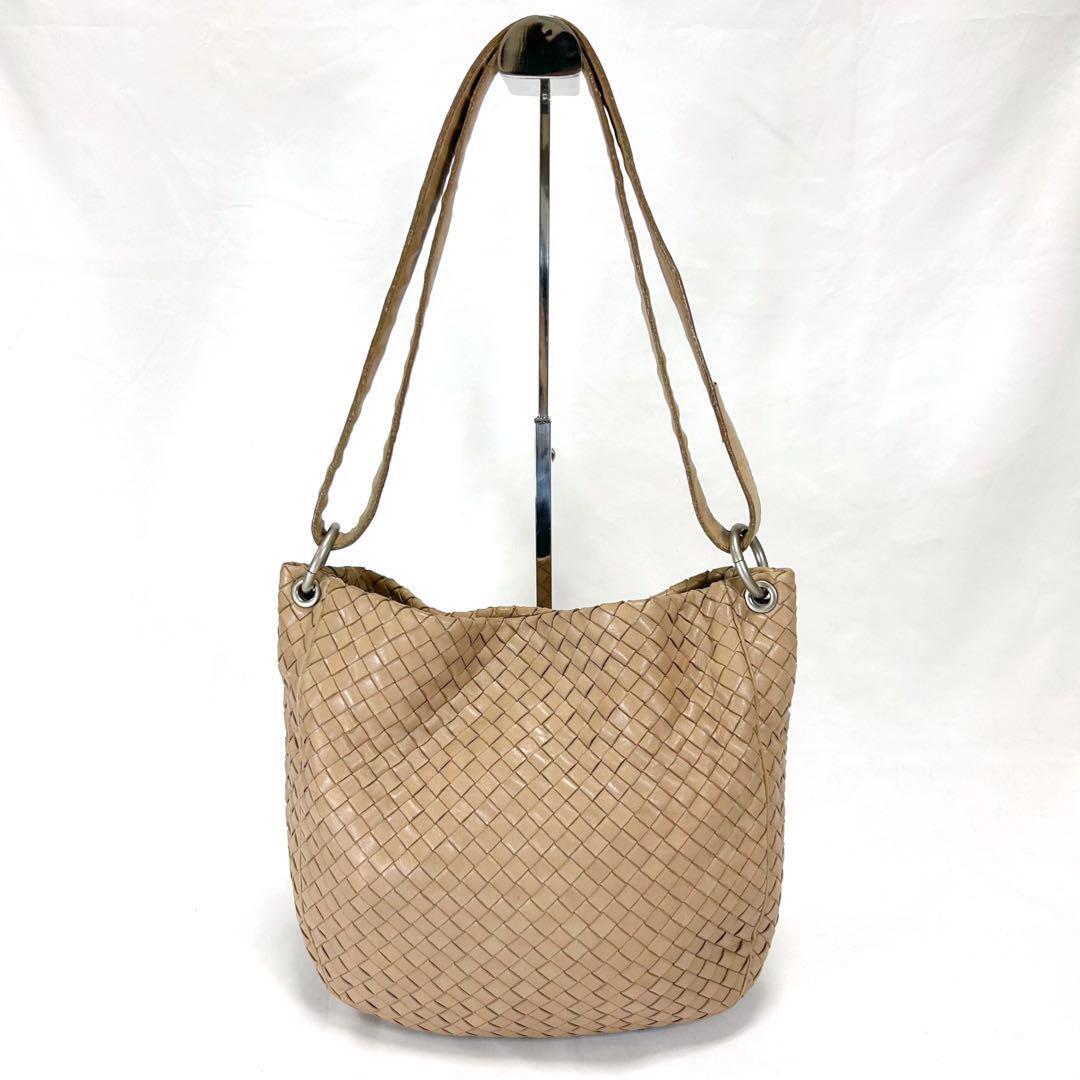 Bottega Veneta Beige Intrecciato Leather One Shoulder Bag