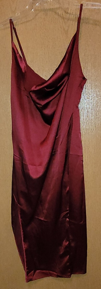 Burgundy Strappy Satin Cowl Midi Dress size 10 Pretty Little Things | eBay Burgundy Strappy Satin Cowl Midi Dress size 10 Pretty Little Things | eBay