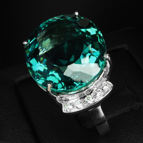Velvety Indicolite Green Tourmaline 17.80Ct 925 Sterling Silver Handmade Rings - 第 4/8 張圖片