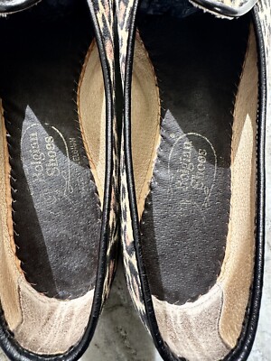 Belgian Shoes Midinette Jaguar Print Slippers Tan Loafers 5 Flats