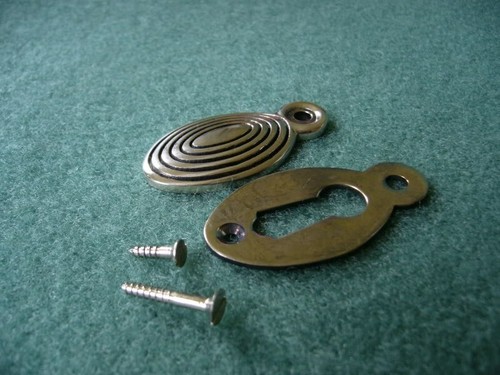 Traditional Antique Victorian Escutcheon Key Hole Cover - Solid Brass - Nickel - Picture 35 of 49